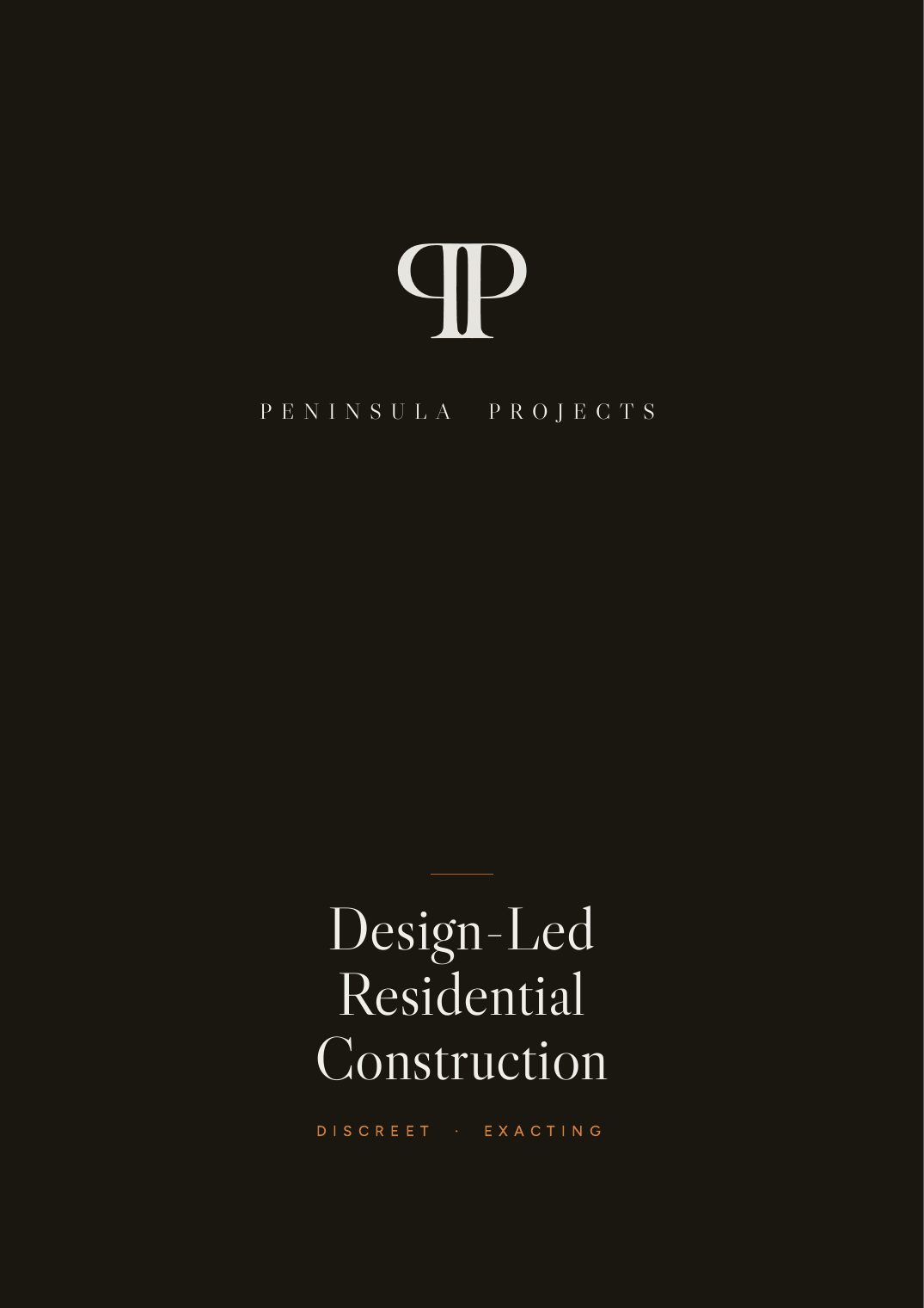 Brochure cover, Peninsula Projects, design-led residential construction